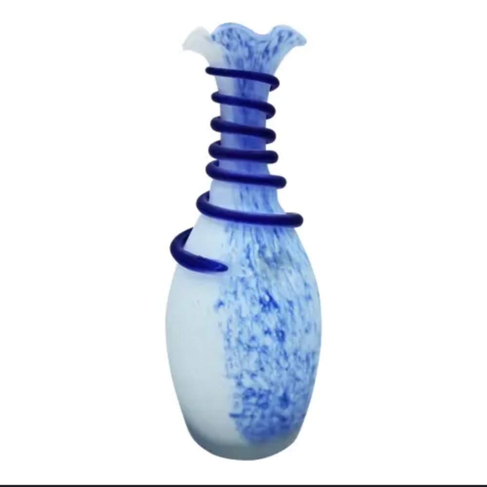 Murano Blue and White Swirl Vase